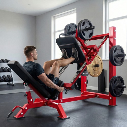 Leg press machine with - press,